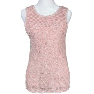 American Eagle Tank Top Womens Crochet Patterned Knit Sleeveless Small Pink Y2K